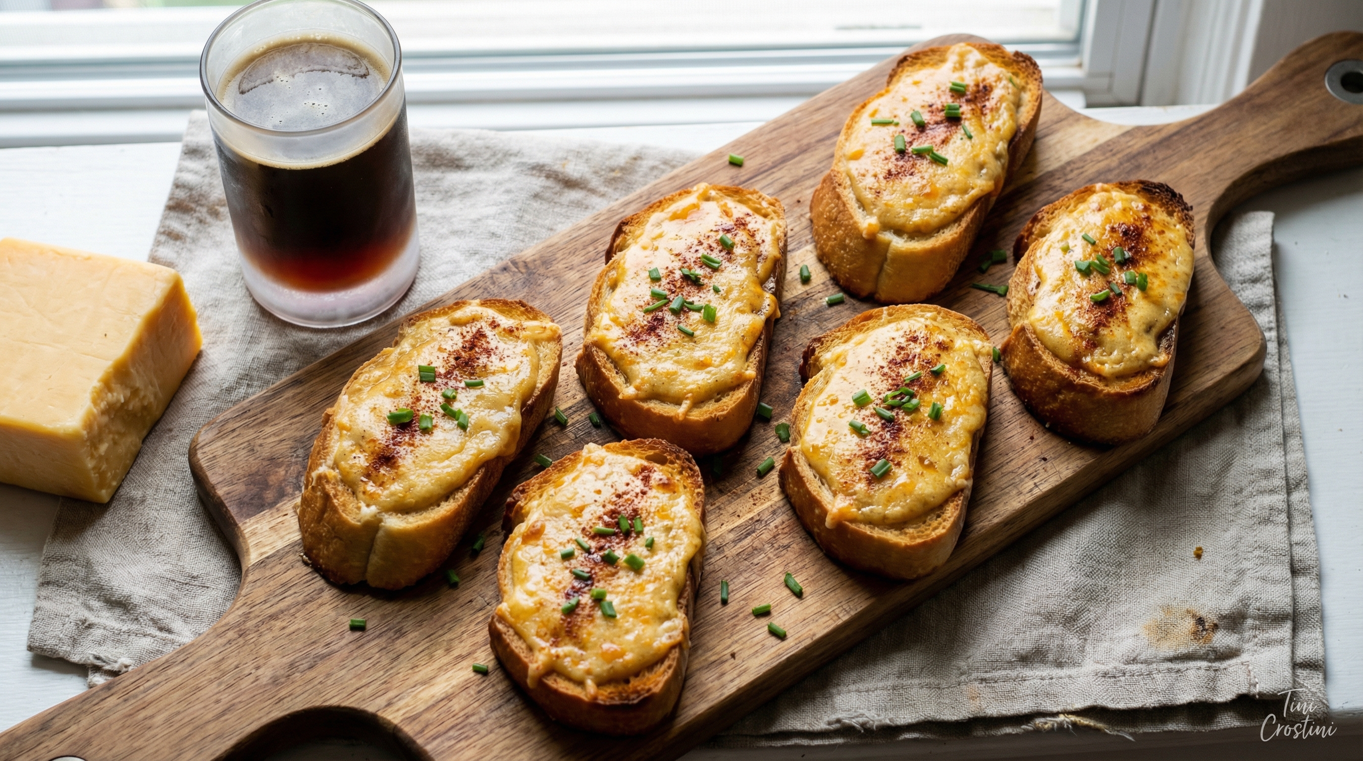 Gourmet Rarebit Crostini with Smoked Paprika