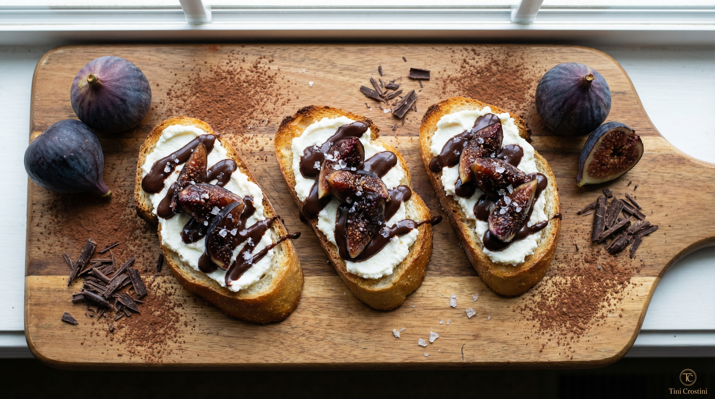 Dark Chocolate Fig Ricotta Crostini