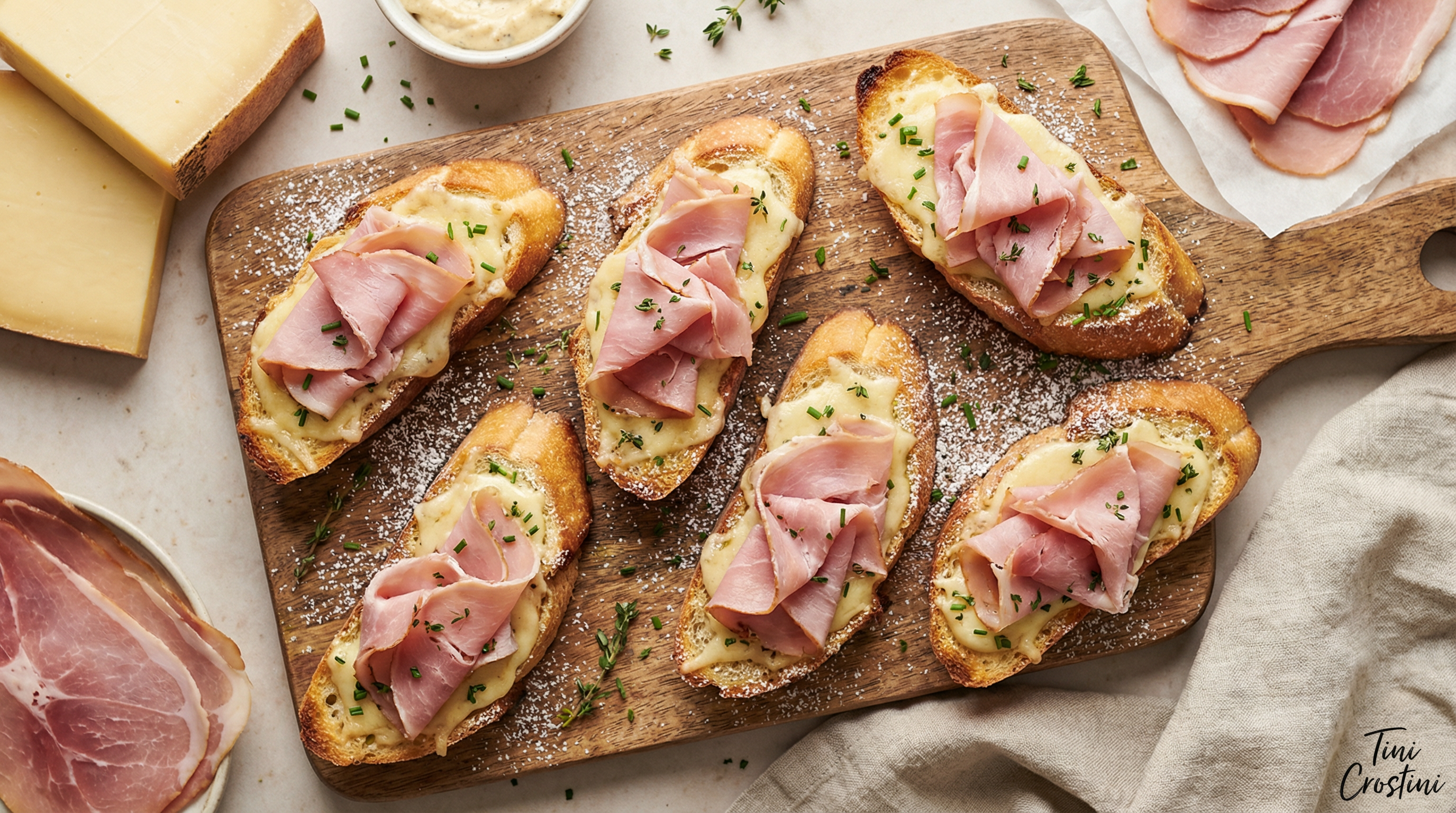 Gourmet Monte Cristo Ham and Gruyère Crostini