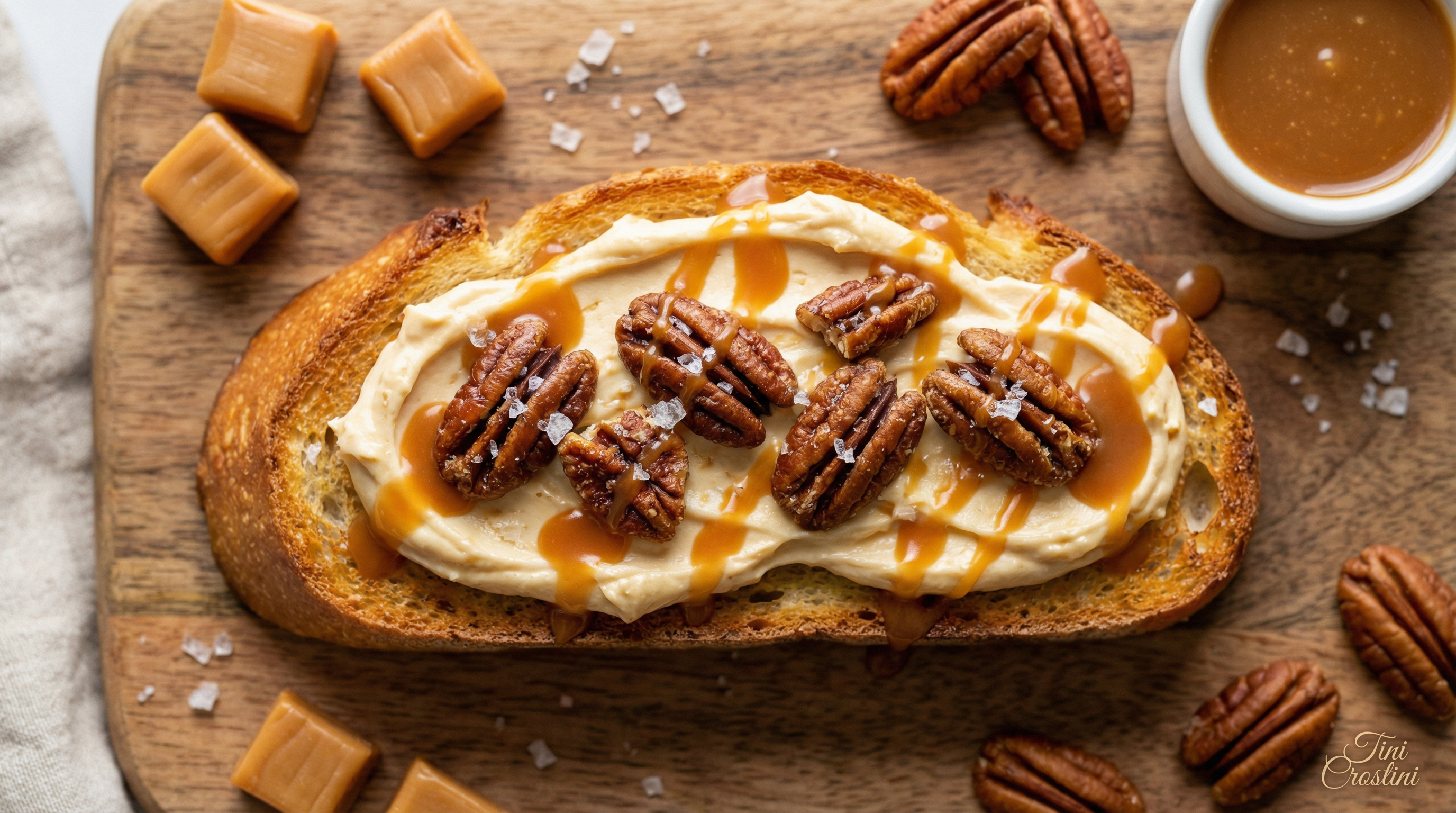 Butterscotch Mascarpone Pecan Dessert Crostini