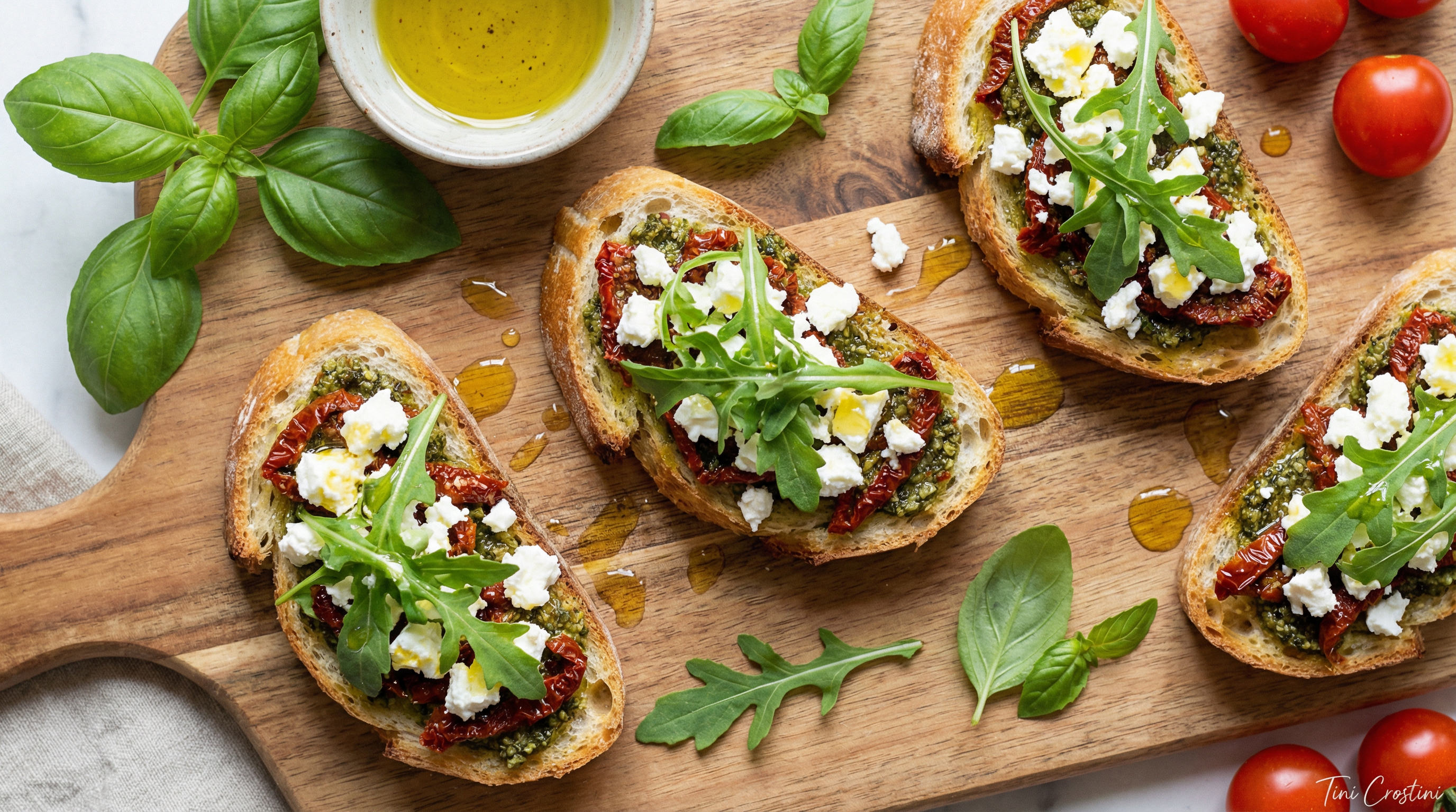 Extra Virgin Olive Oil & Feta Crostini