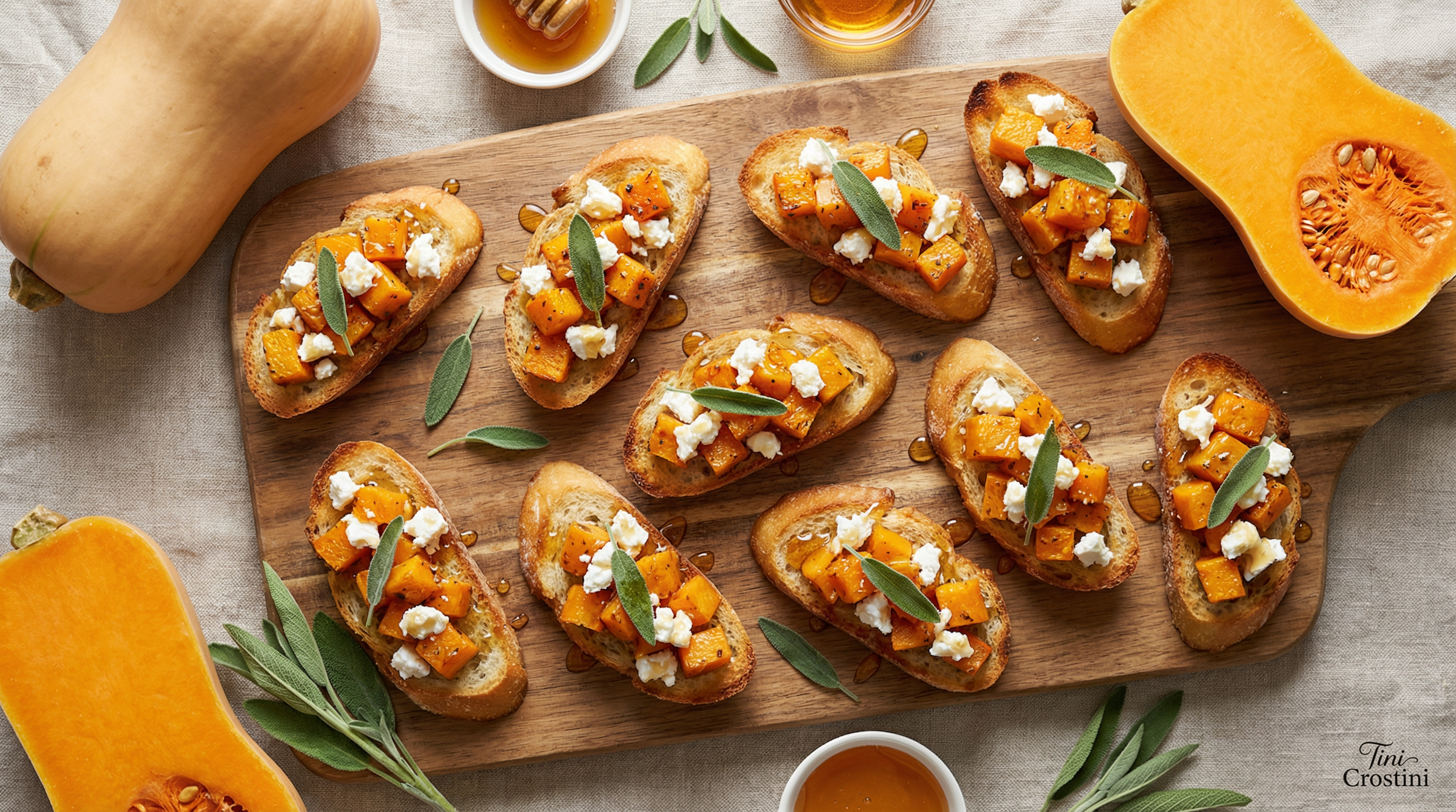 Roasted Butternut Squash & Sage Honey Crostini
