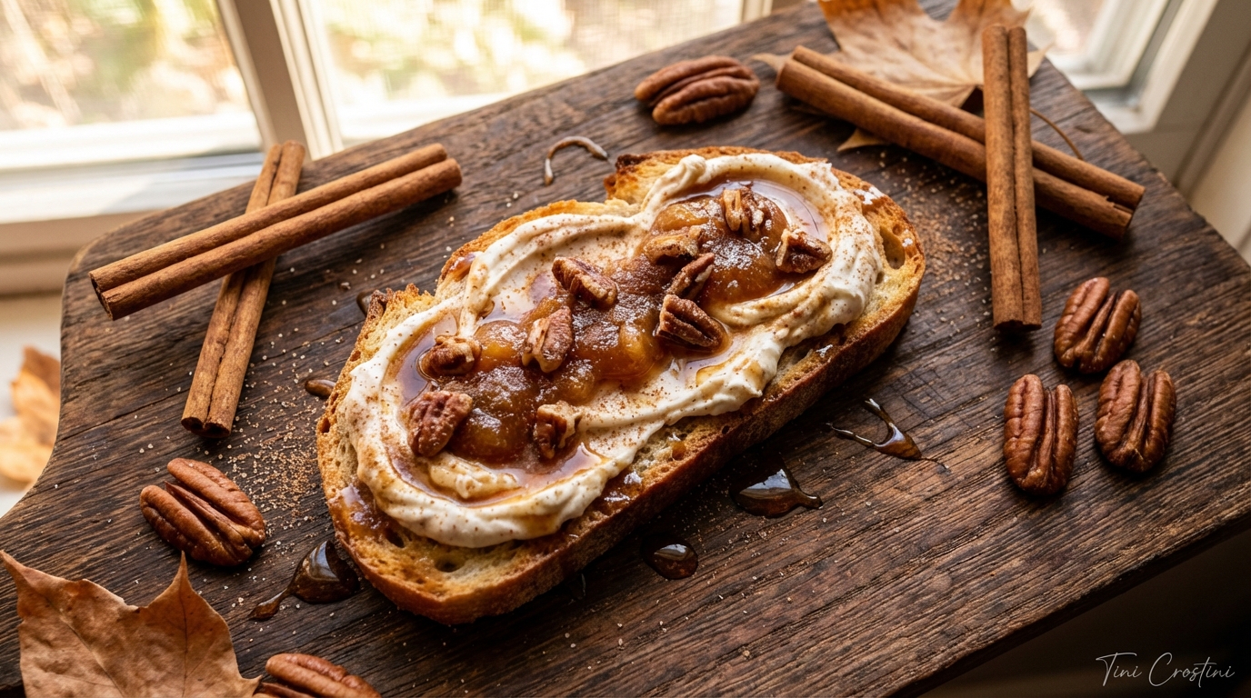 Cinnamon Bun Spiced Goat Cheese Crostini