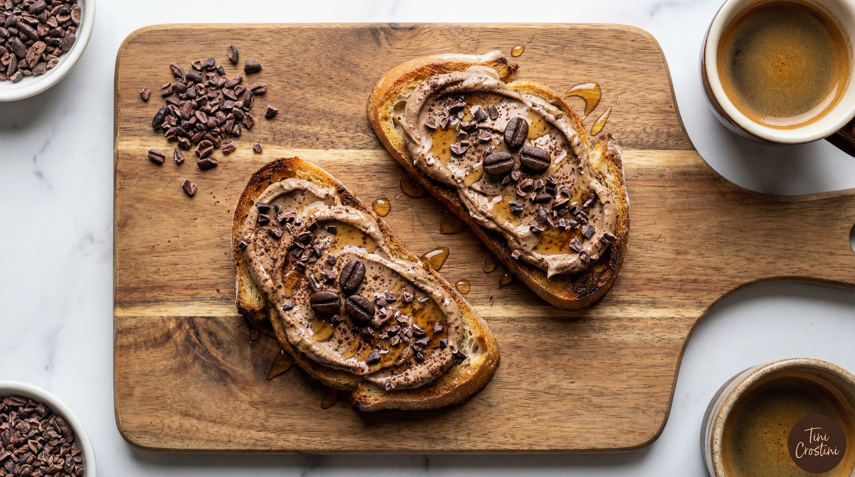 Espresso Mascarpone & Cocoa Nib Crostini