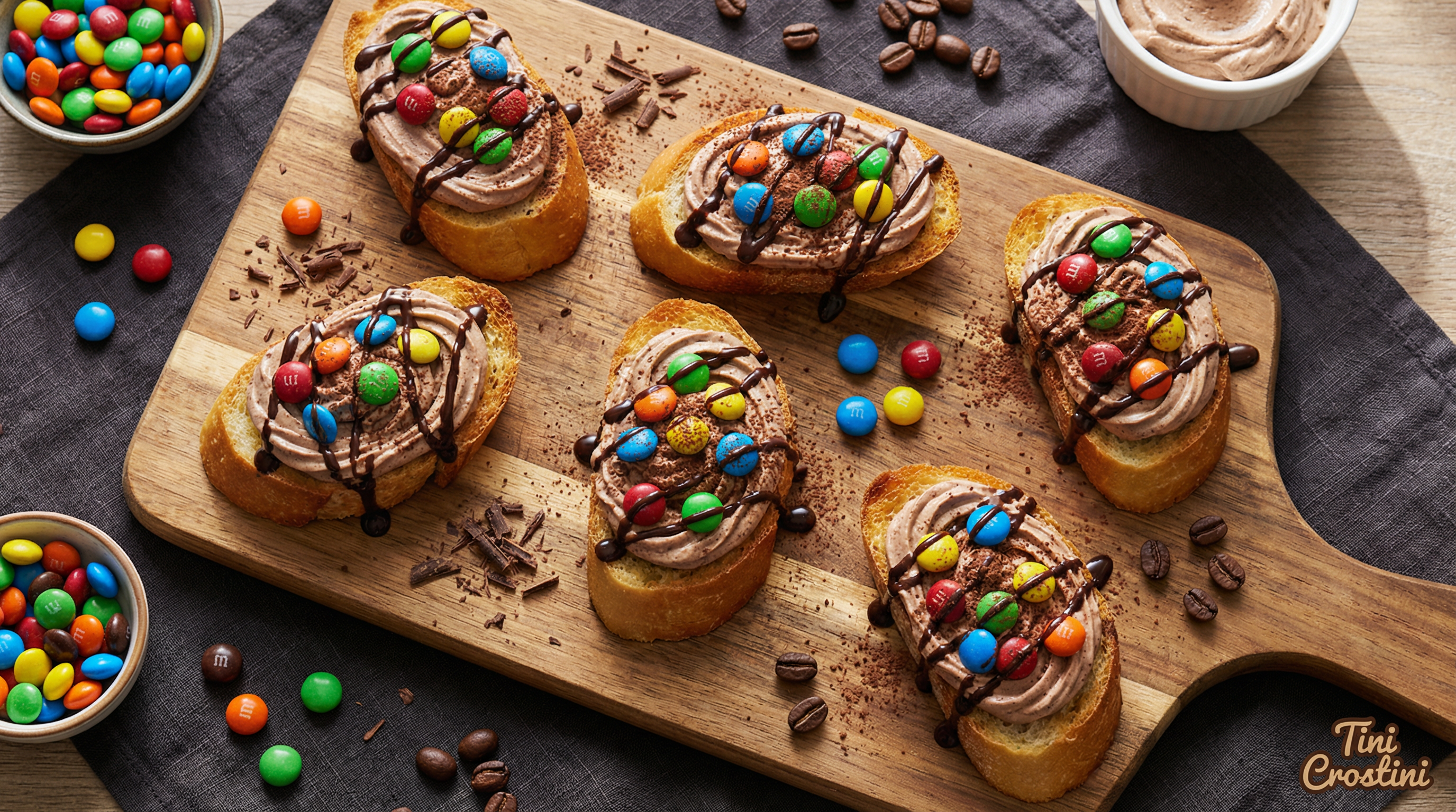 Spiced Chocolate M&M Mascarpone Crostini