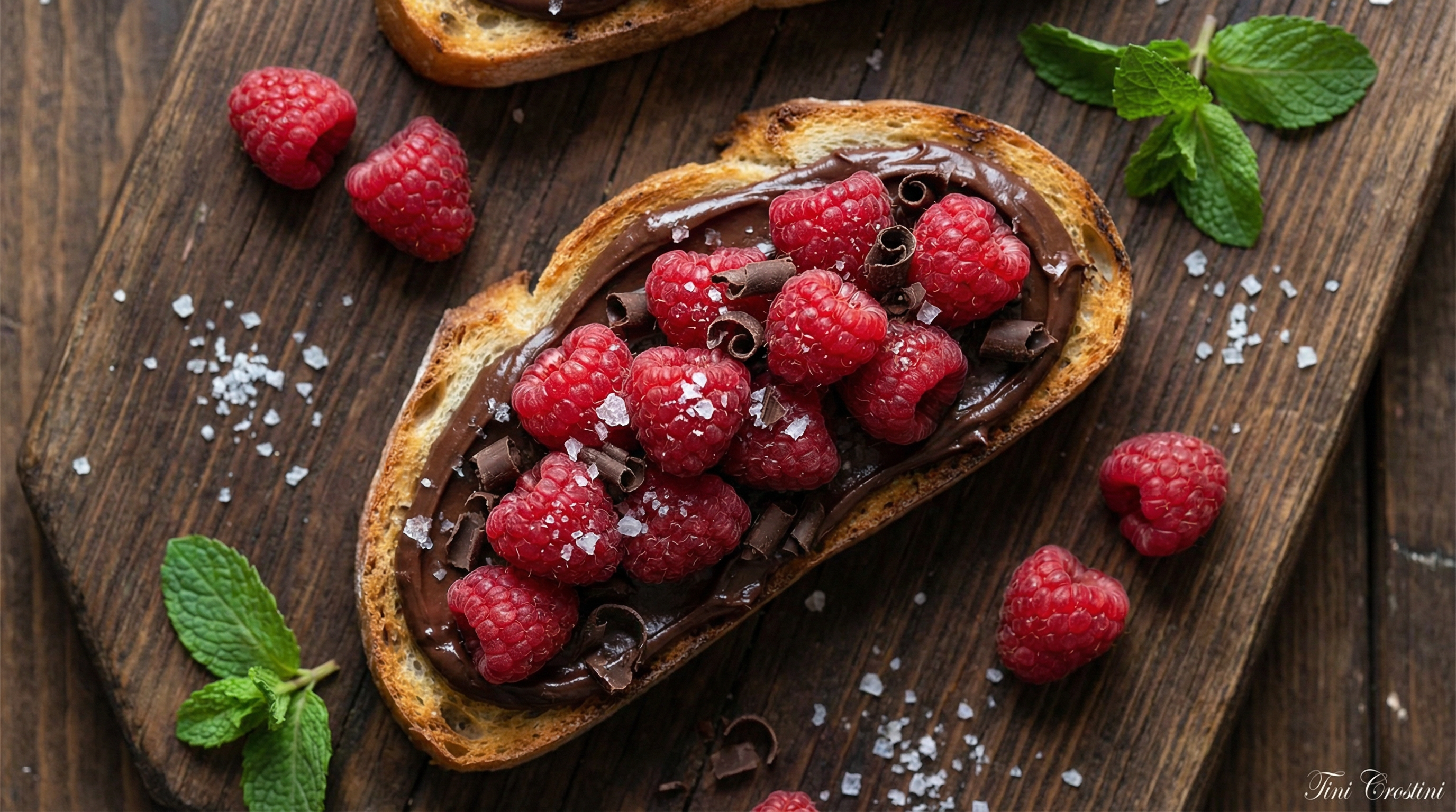 Dark Chocolate Raspberry Sea Salt Crostini