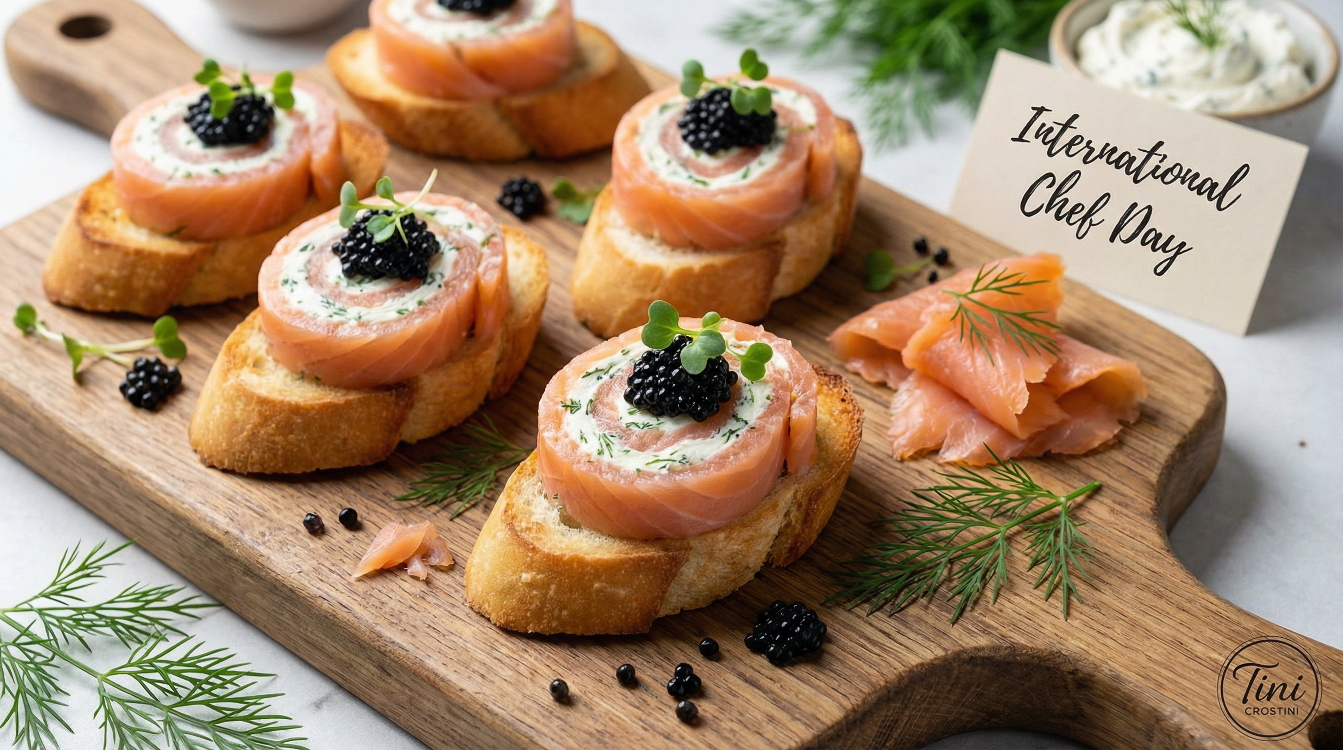 Smoked Salmon Roulade Chef's Crostini