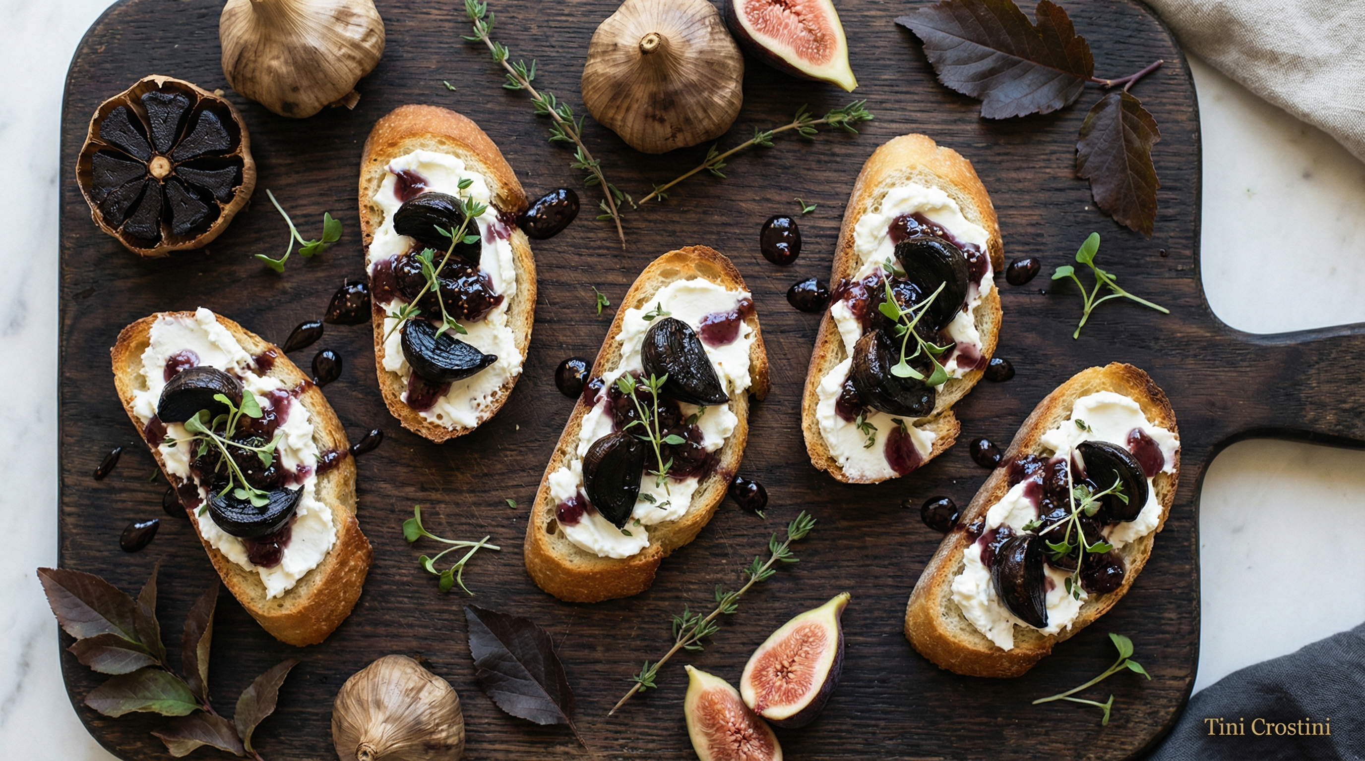 Midnight Harvest Black Garlic Crostini