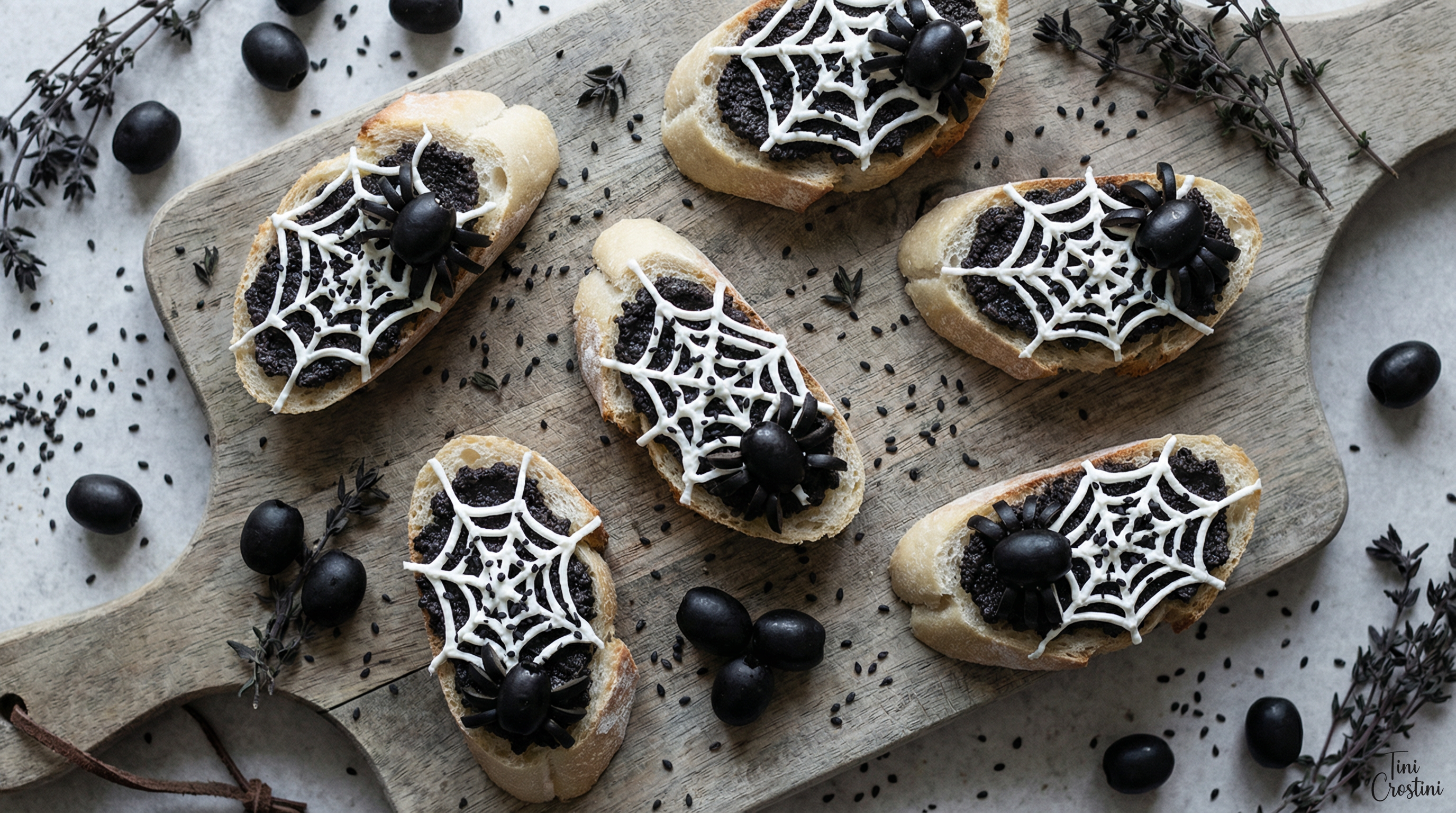 Midnight Spider's Nest Crostini