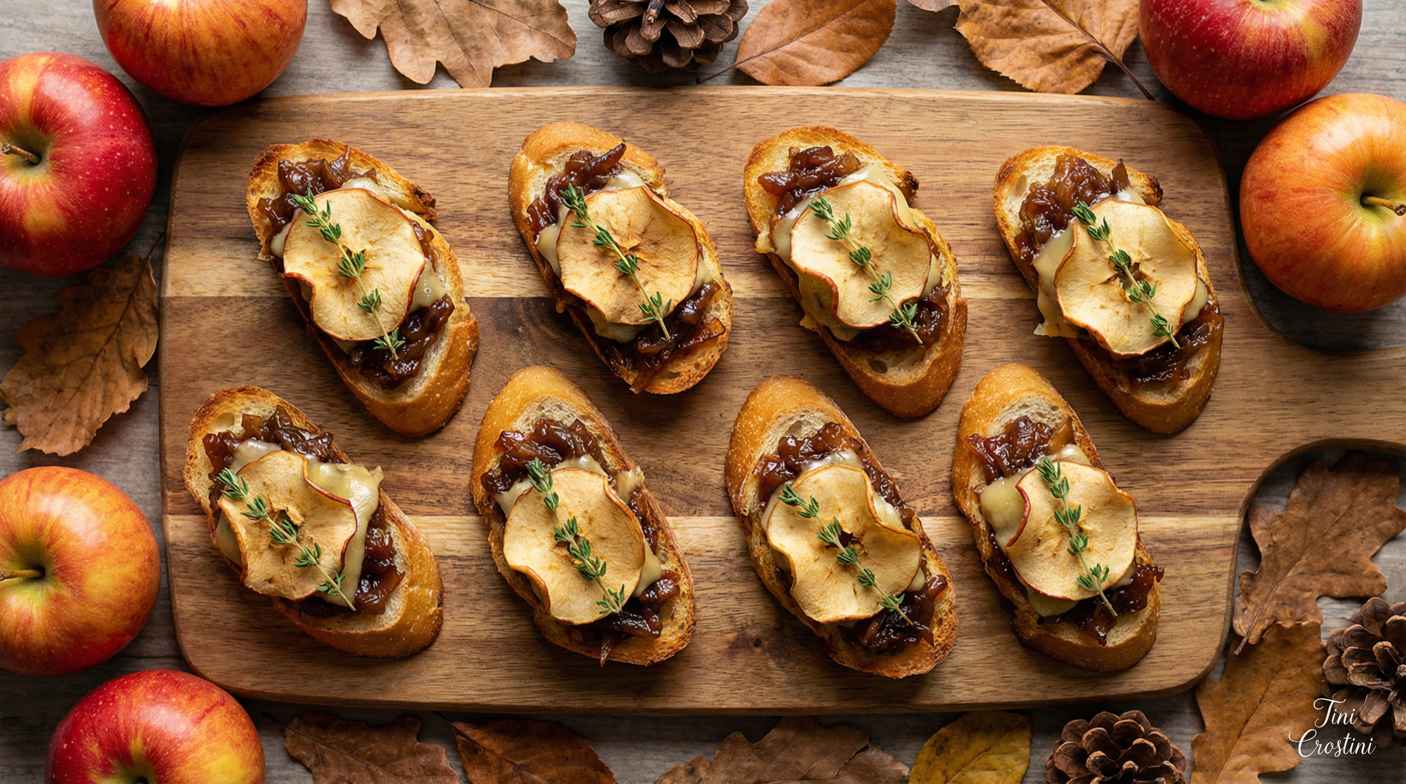Bonfire Night Smoked Cheddar and Apple Crostini