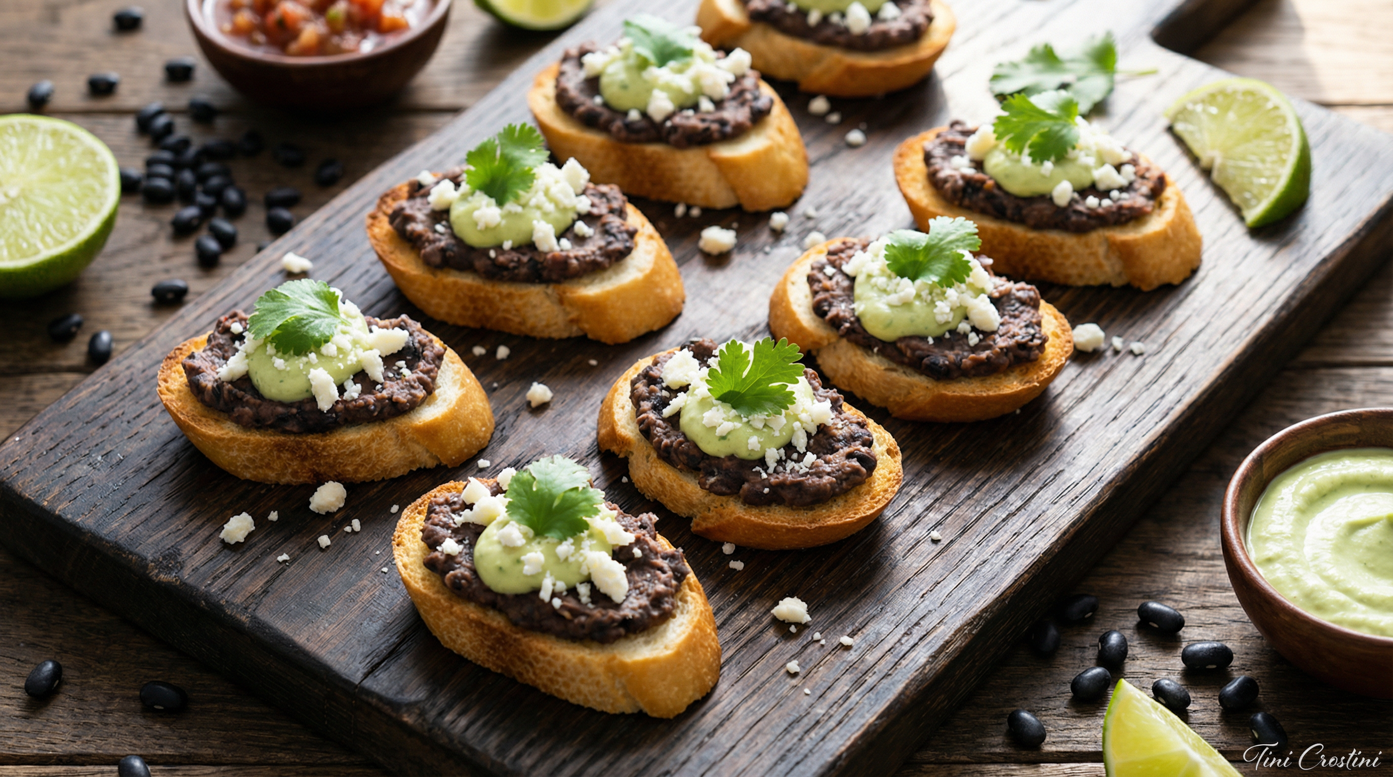 Spicy Black Bean Fiesta Crostini
