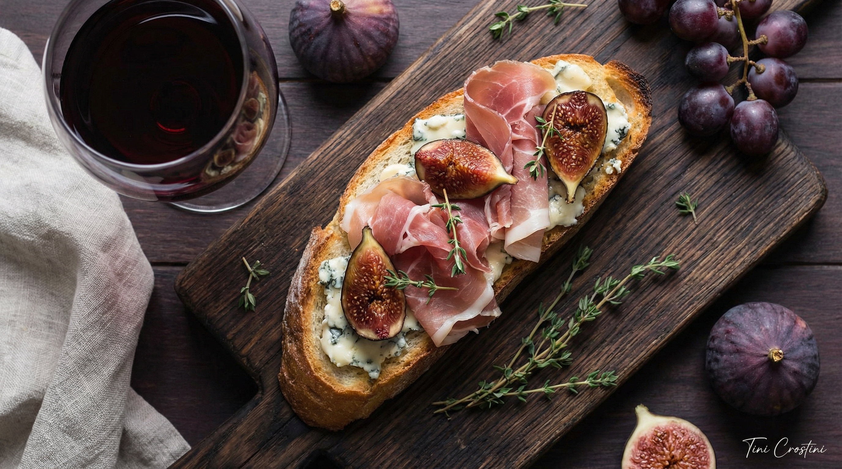 Merlot-Paired Fig and Prosciutto Crostini