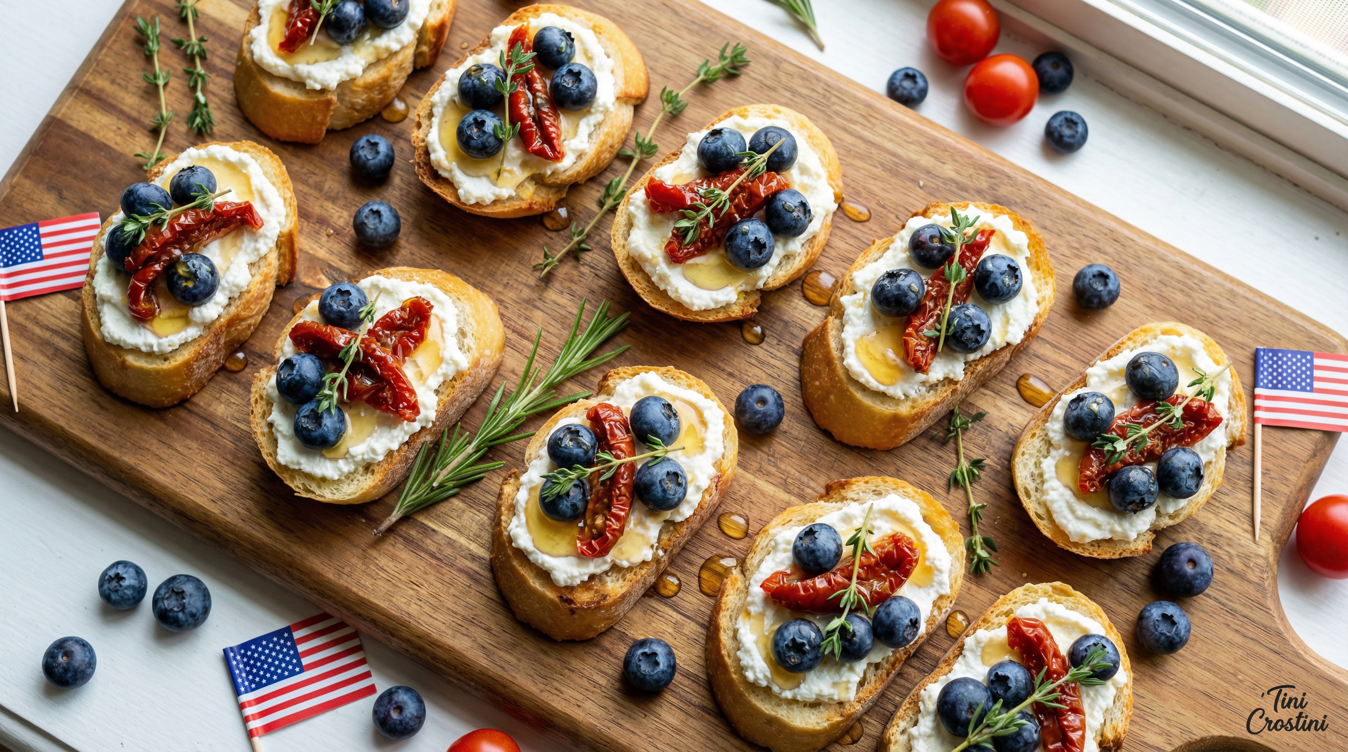 Stars and Stripes Berry Ricotta Crostini