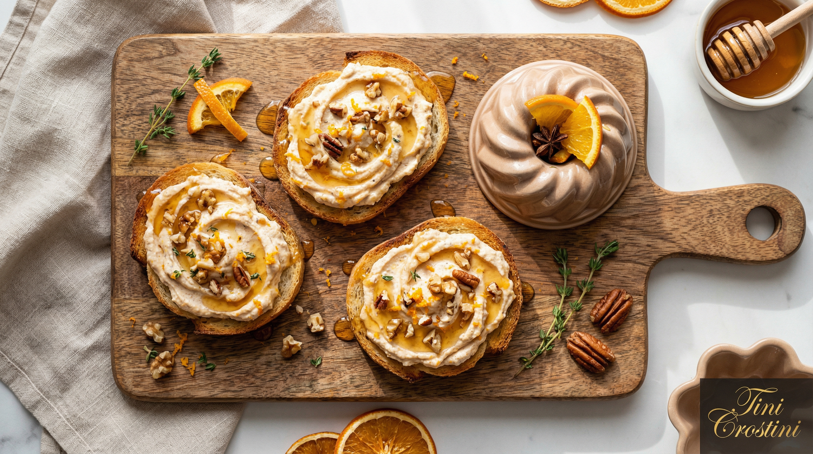 Spiced Orange Ricotta Bundt-Inspired Crostini