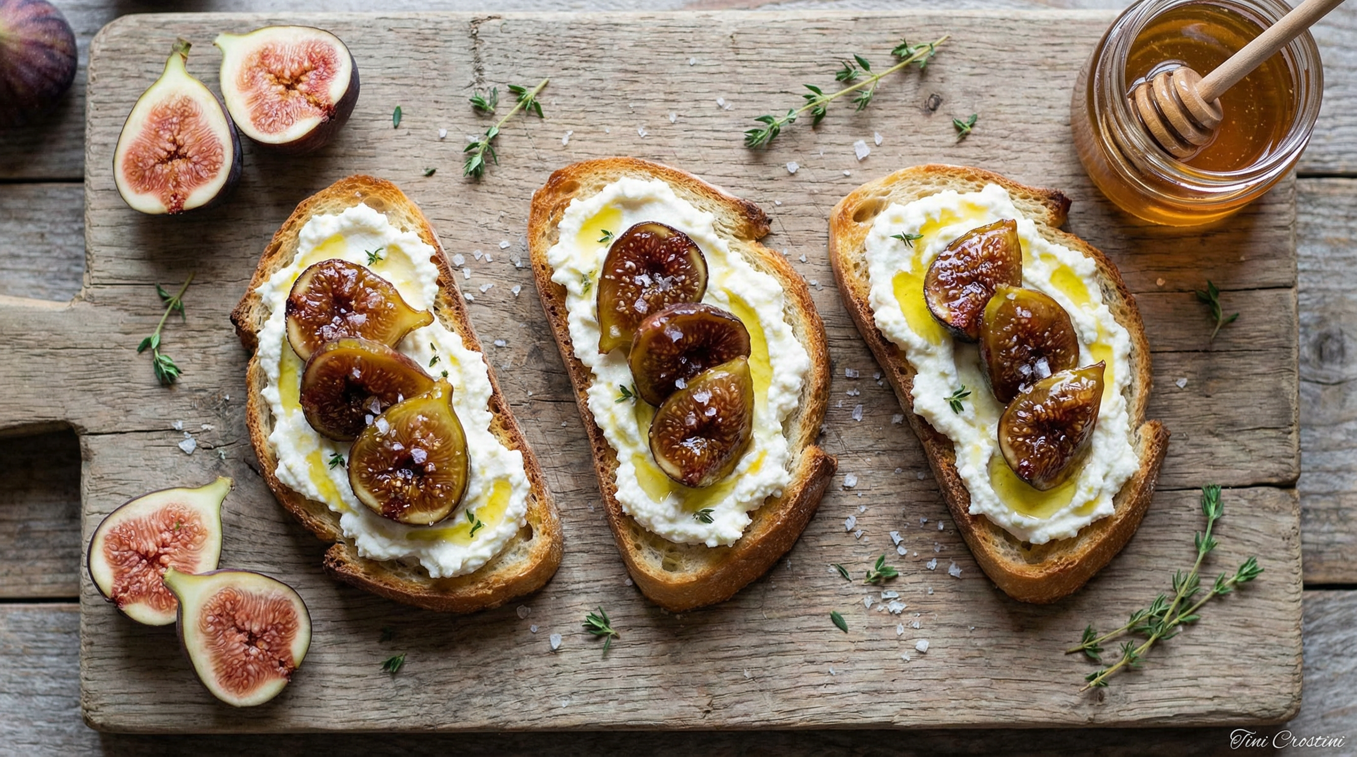 Rustic Whipped Ricotta and Honey-Fig Crostini