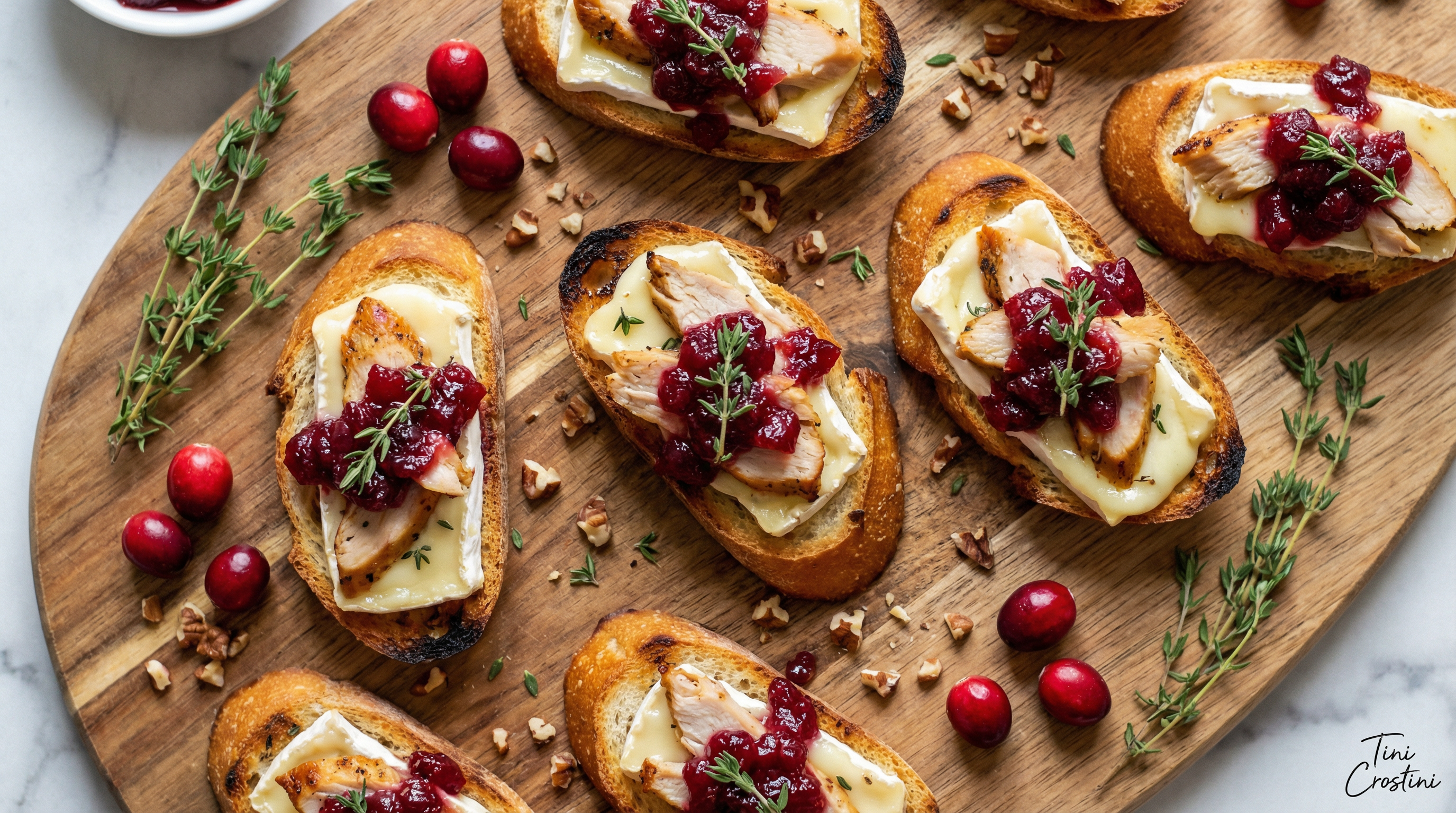 Cranberry Turkey Brie Thanksgiving Crostini