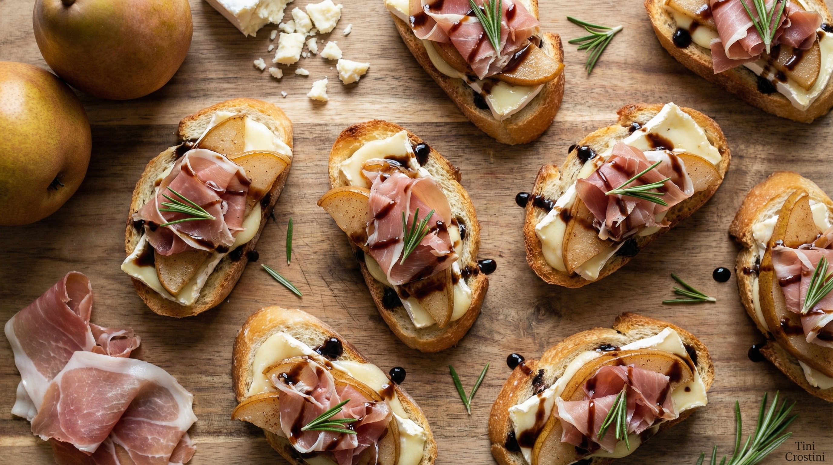 Spiced Pear and Prosciutto Holiday Crostini