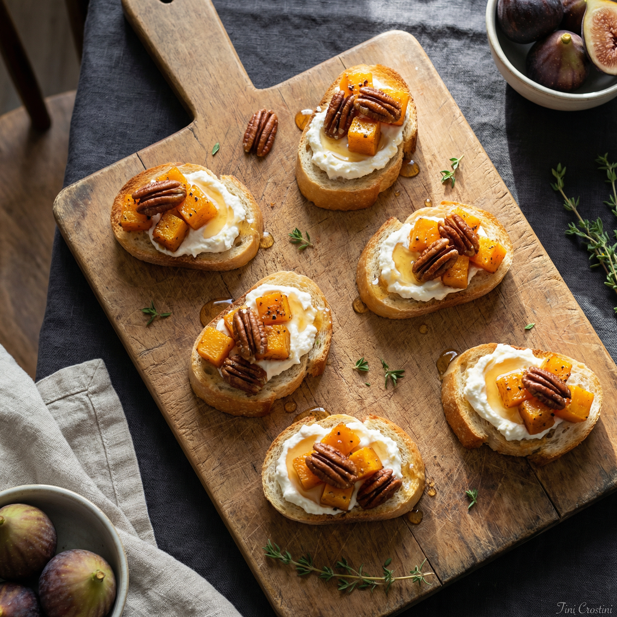 Autumn Harvest Whipped Goat Cheese Crostini