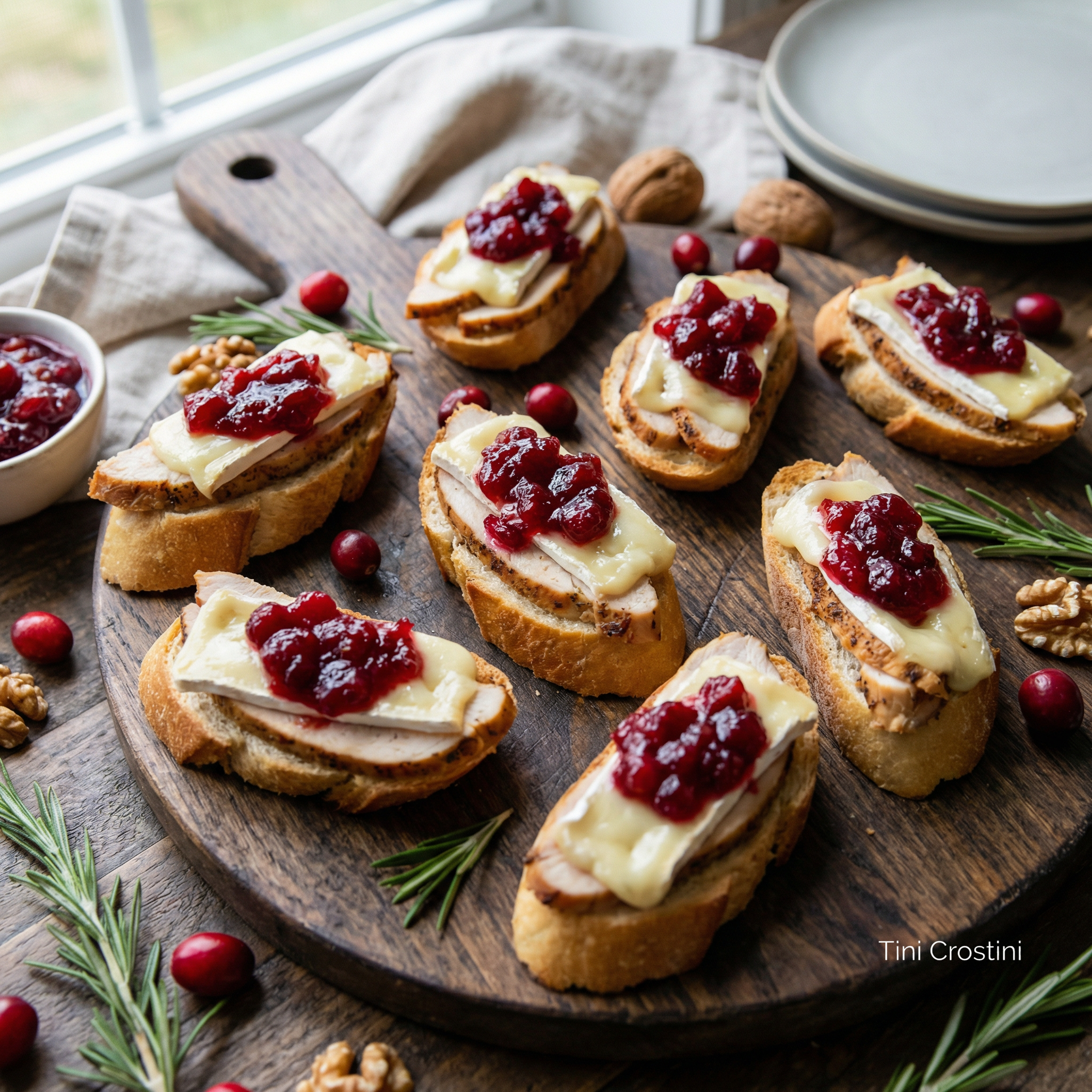 Black Friday Turkey Cranberry Brie Crostini