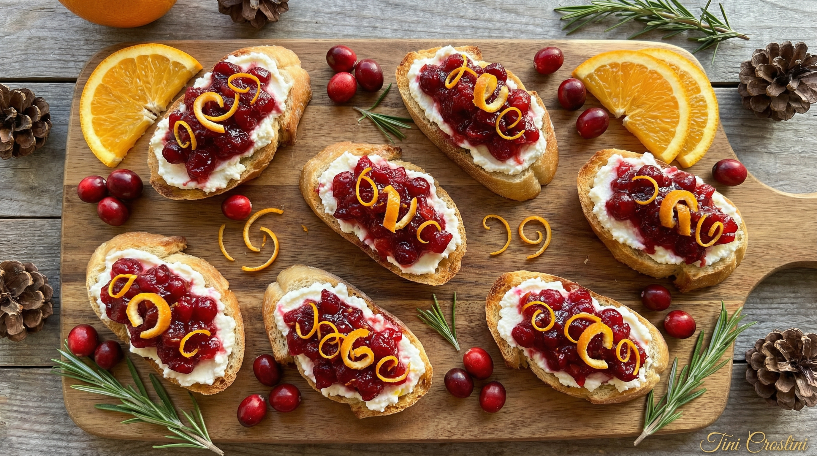 Cranberry Orange Ricotta Holiday Crostini