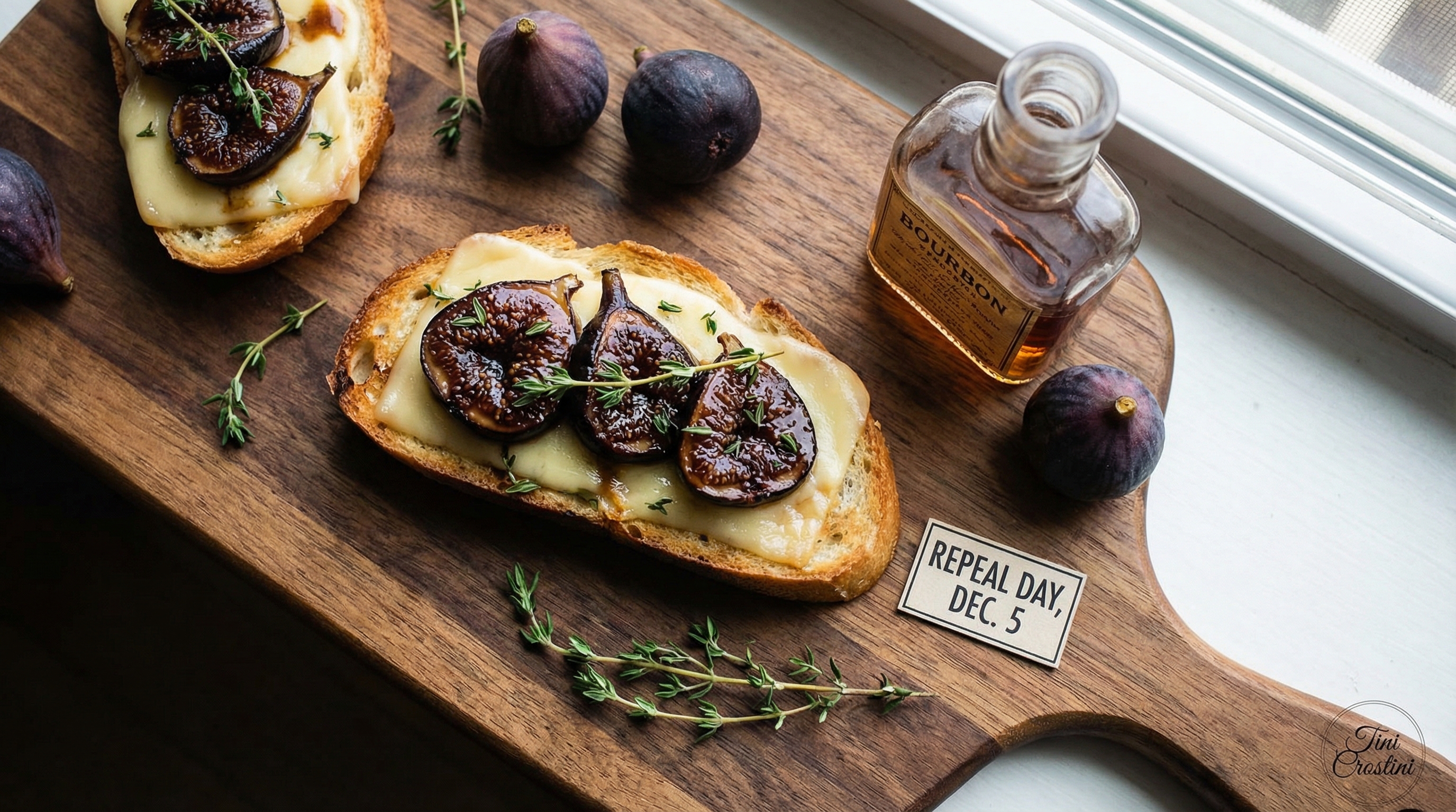 Smoked Gouda and Bourbon-Glazed Fig Crostini