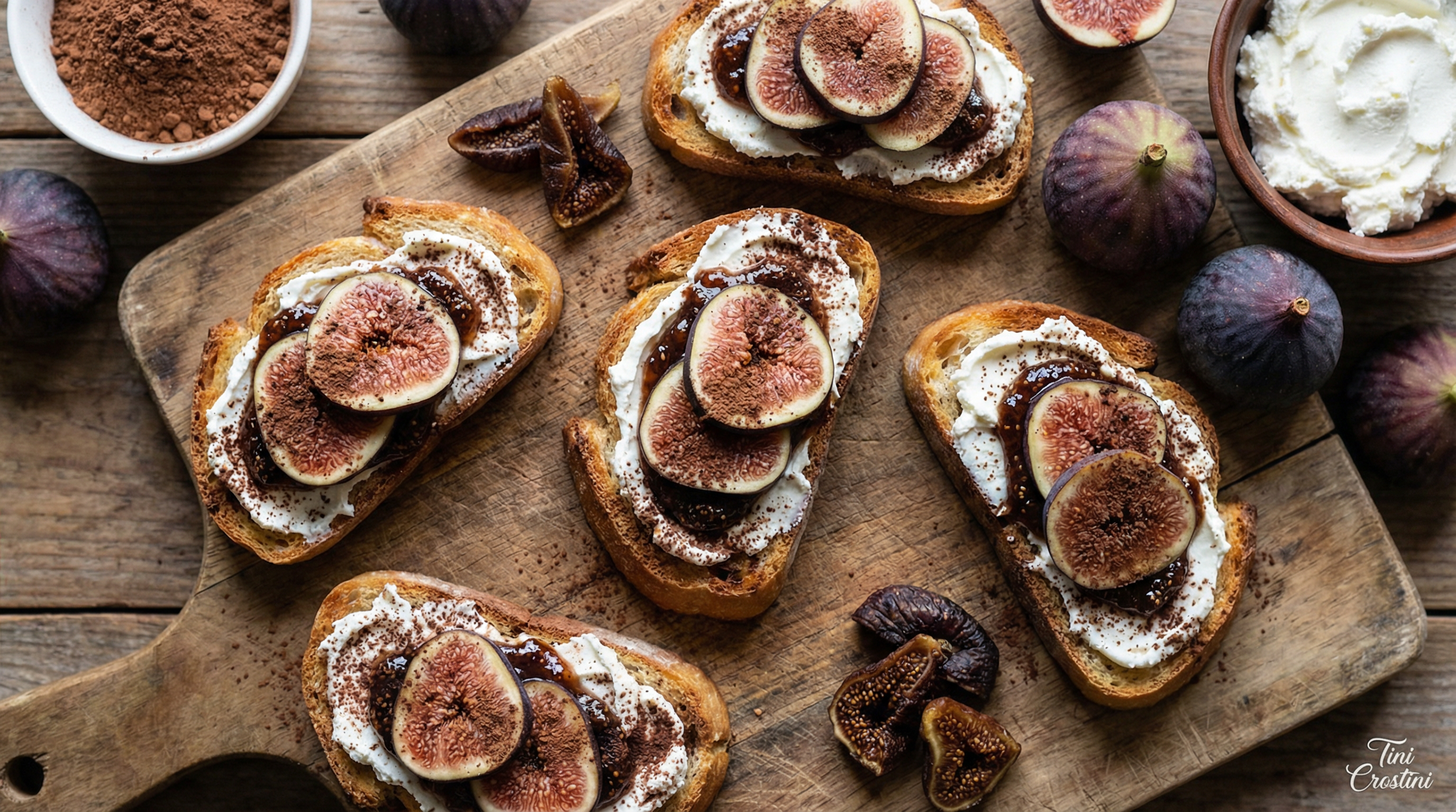 Cocoa-Dusted Goat Cheese and Fig Crostini