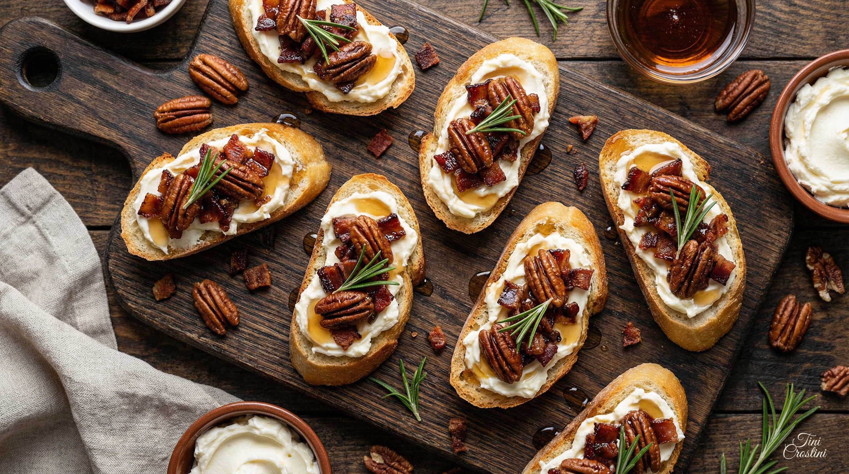 Maple-Glazed Bacon and Pecan Crostini