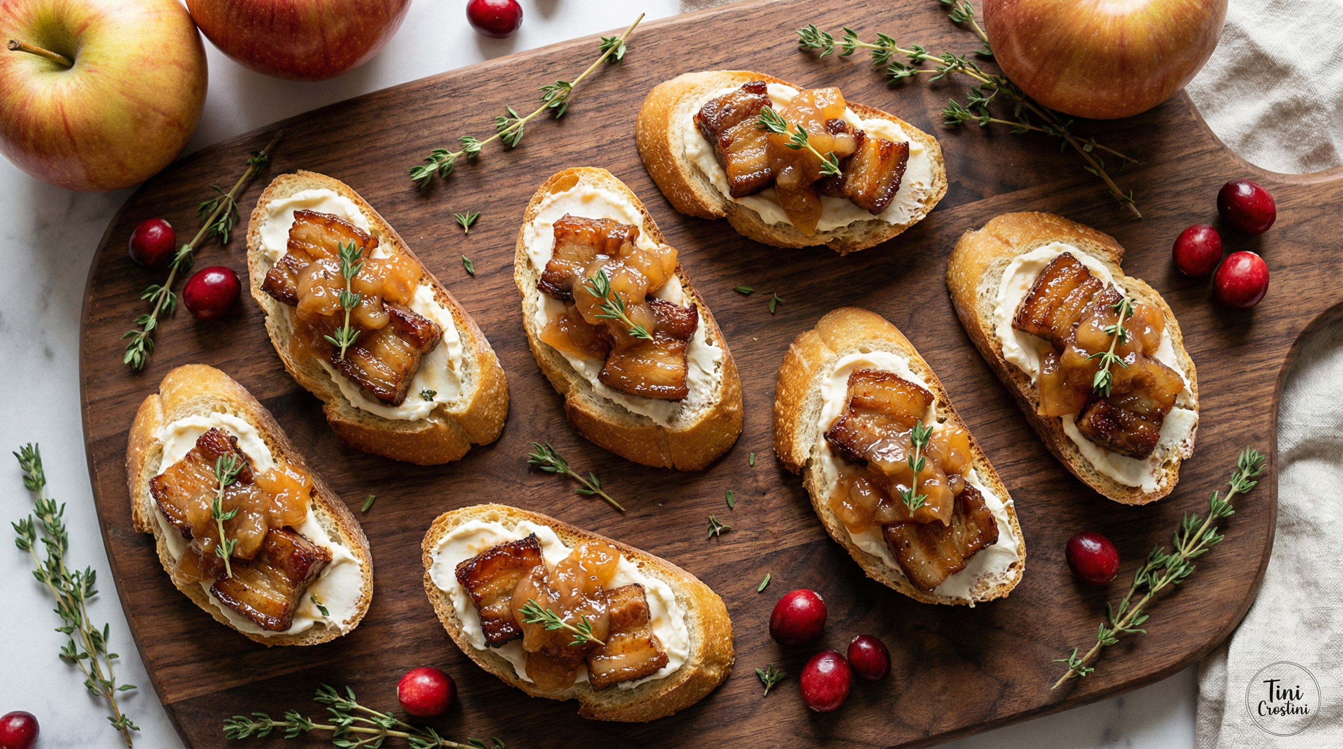 Crispy Pork Belly & Spiced Apple Crostini