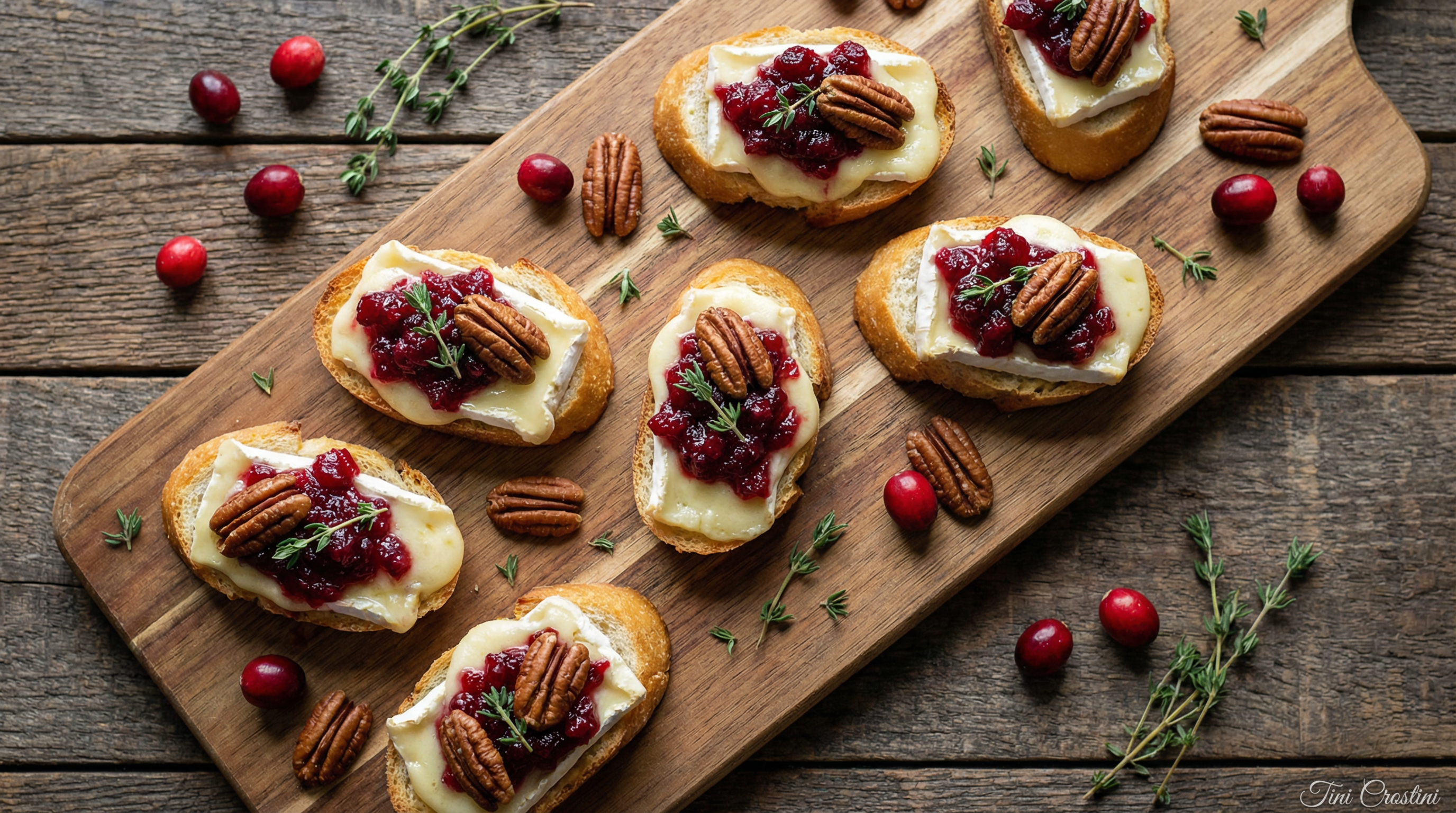 Festive Cranberry Brie and Pecan Crostini