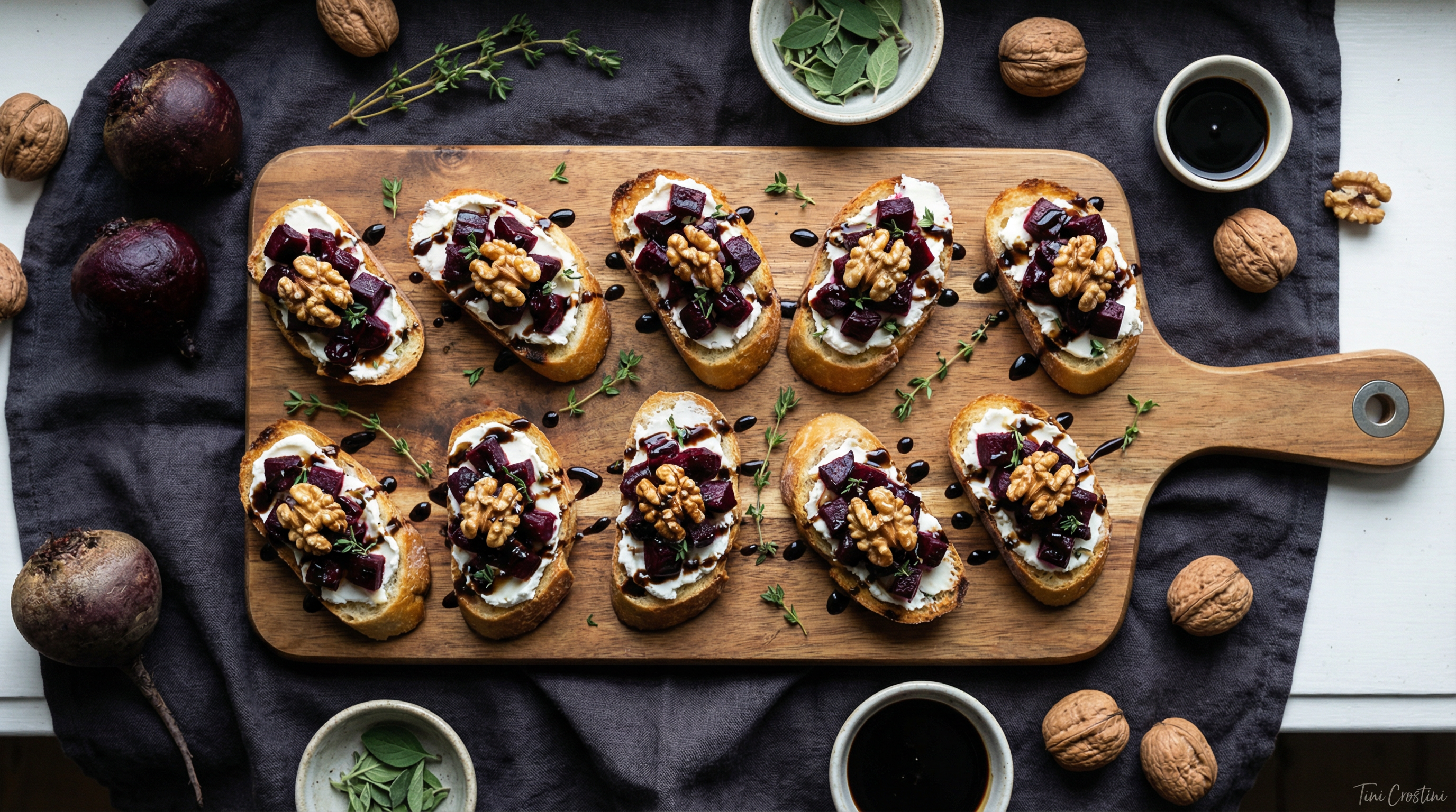 Winter Solstice Beet and Walnut Crostini