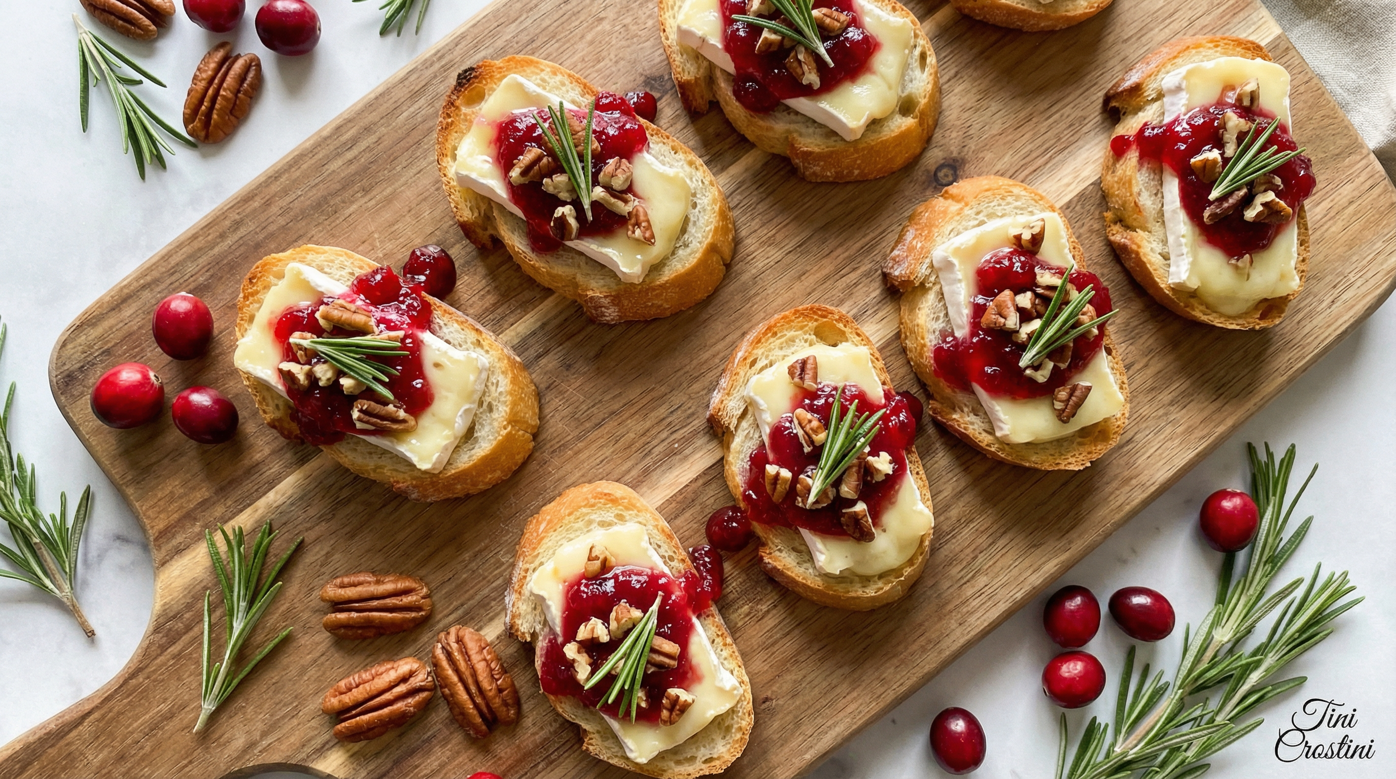 Cranberry Brie & Rosemary Holiday Crostini