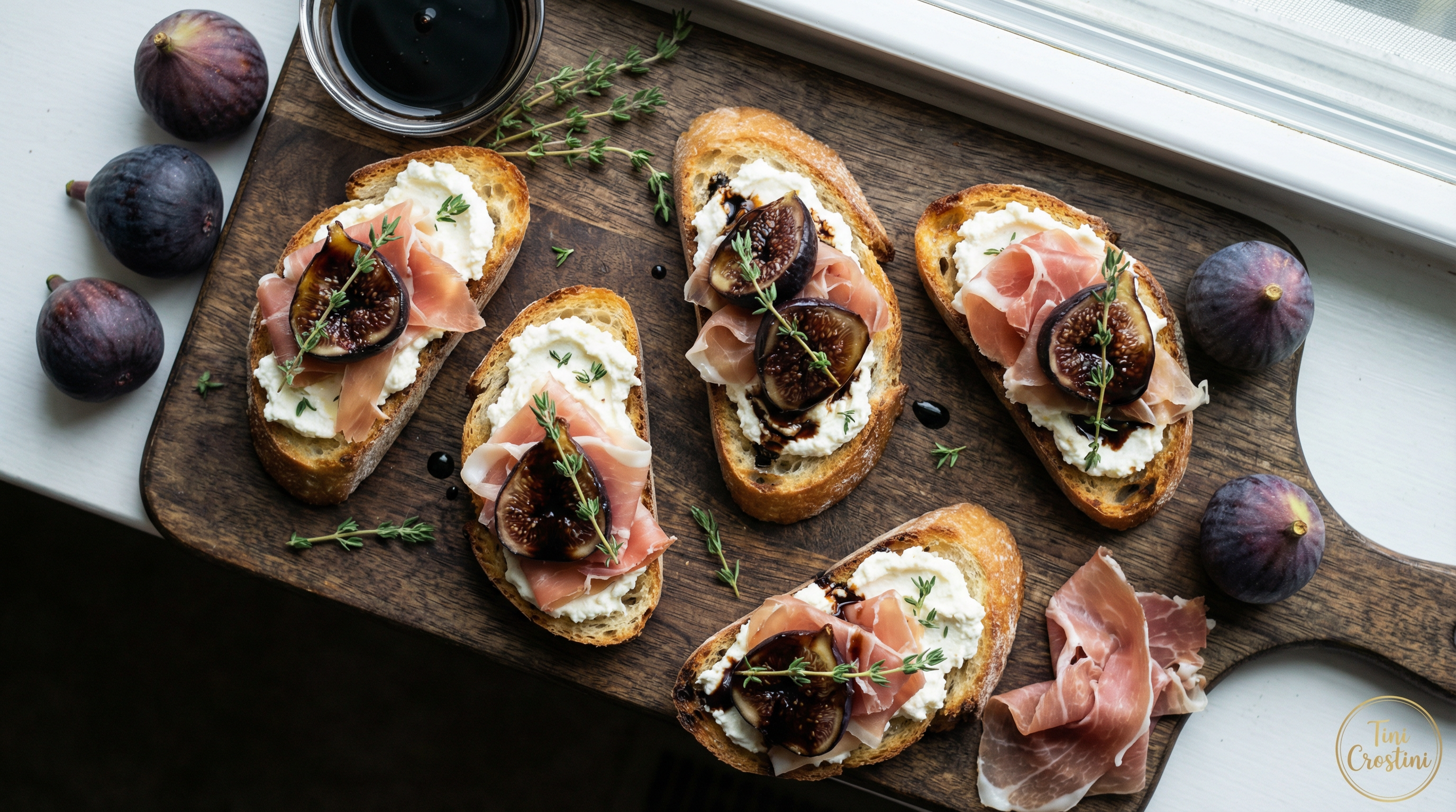 Festive Whipped Feta and Prosciutto Crostini