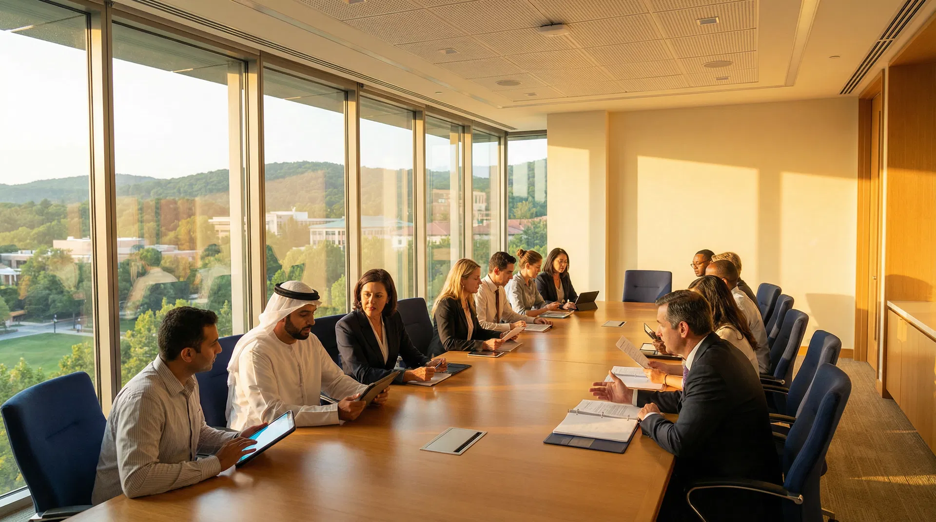 Multinational school setting with diverse students and educators representing global education partnerships