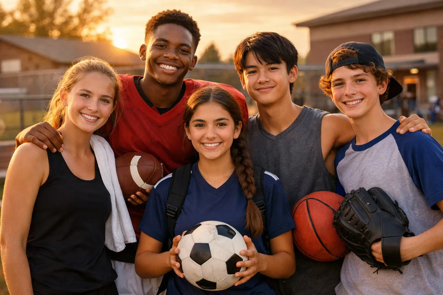 Diverse group of student athletes