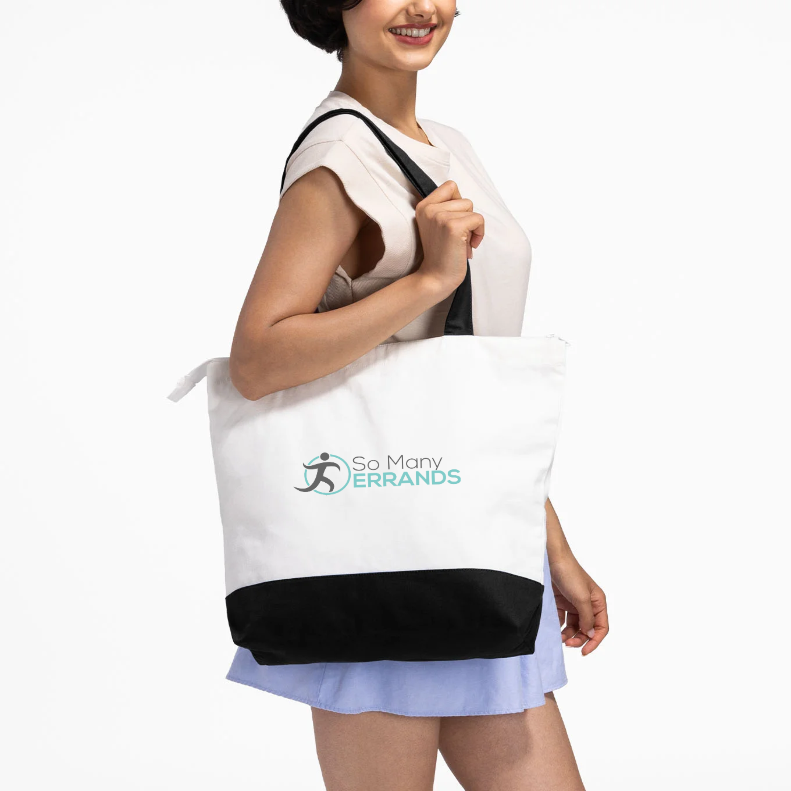 Large Zip Cotton Tote Bag – 15" H x 18" W