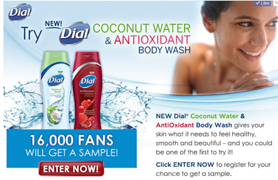 Chance to win a sample of Dial Coconut Water and Antioxidant Body Wash