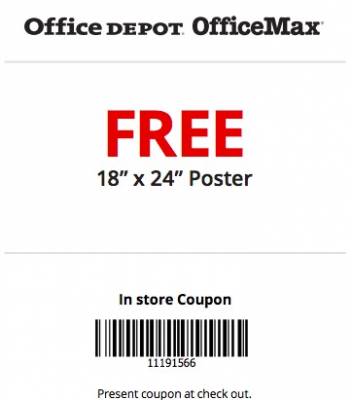 Coupon - Free Poster at Office Depot