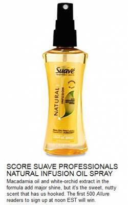 Day 2 of the Allure Daily Giveaway at Noon EST: Suave Professionals Natural Infusion Oil Spray