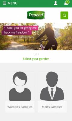 Depend. Incontinence Product Sample