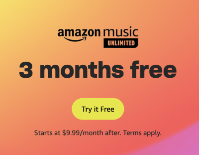 Free 3 Month Subscription to Amazon Music