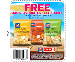 Free Bag of Mac's Favourites Kettle Chips