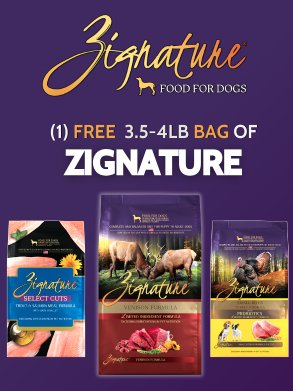 Free Bag of Zignature Dog Food Formula