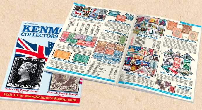 Free Catalog, Stamp Sampler & $5 Gift Certificate from Kenmore Stamp Company