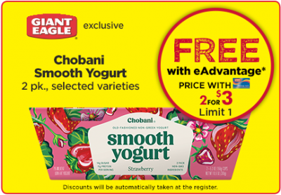 Free Chobani Smooth Yogurt at Giant Eagle