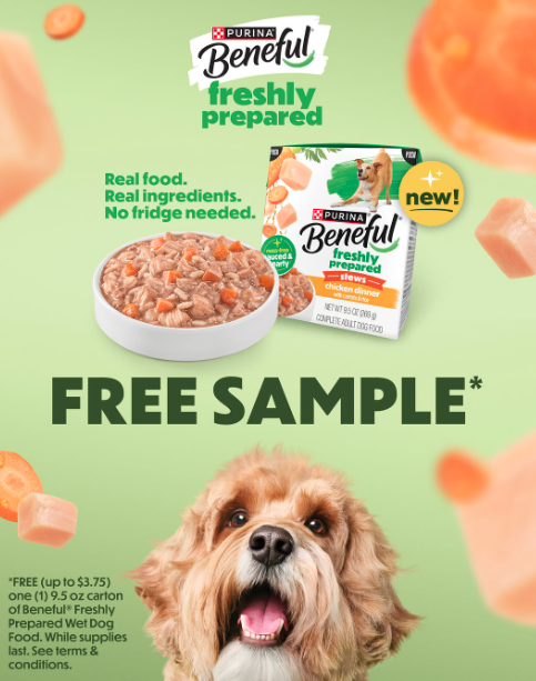 free full-size sample of Beneful Freshly Prepared Classics or Stews