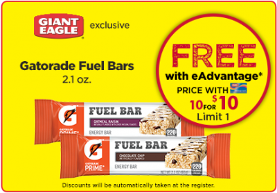 Free Gatorade Fuel Bars at Giant Eagle