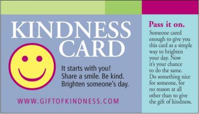 Free Gift of Kindness Cards Download or By Mail