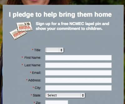 Free Label Pin from NCMEC