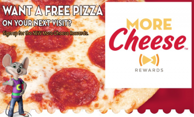 FREE Personal one-topping pizza at Chuck E. Cheese’s