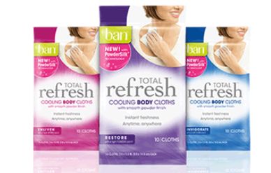 FREE Samples Total Refresh Body Cloths- Ban Deodorant!